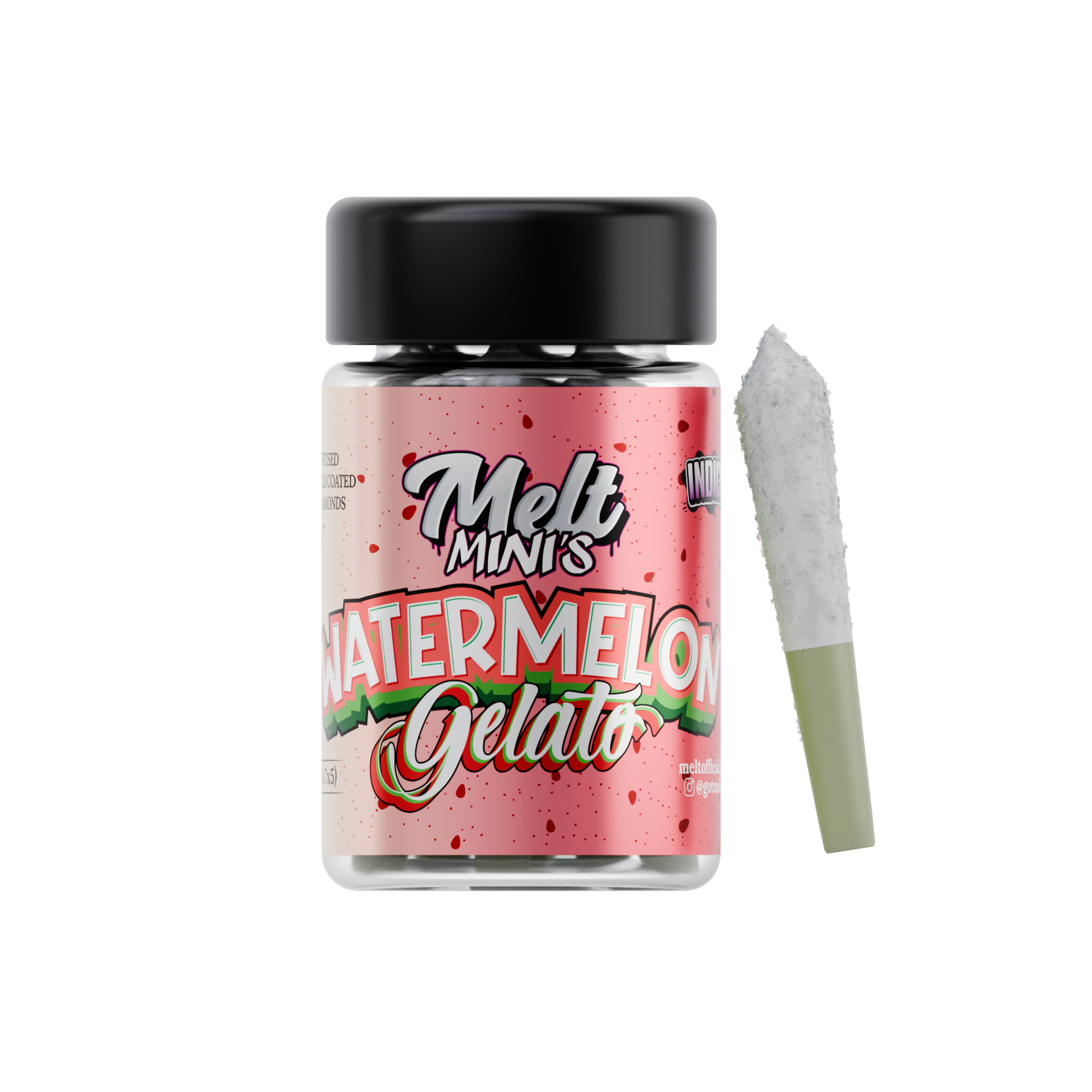 THC-A Prerolls featuring Melt Minis Watermelon Gelato with preroll ready for enjoyment.