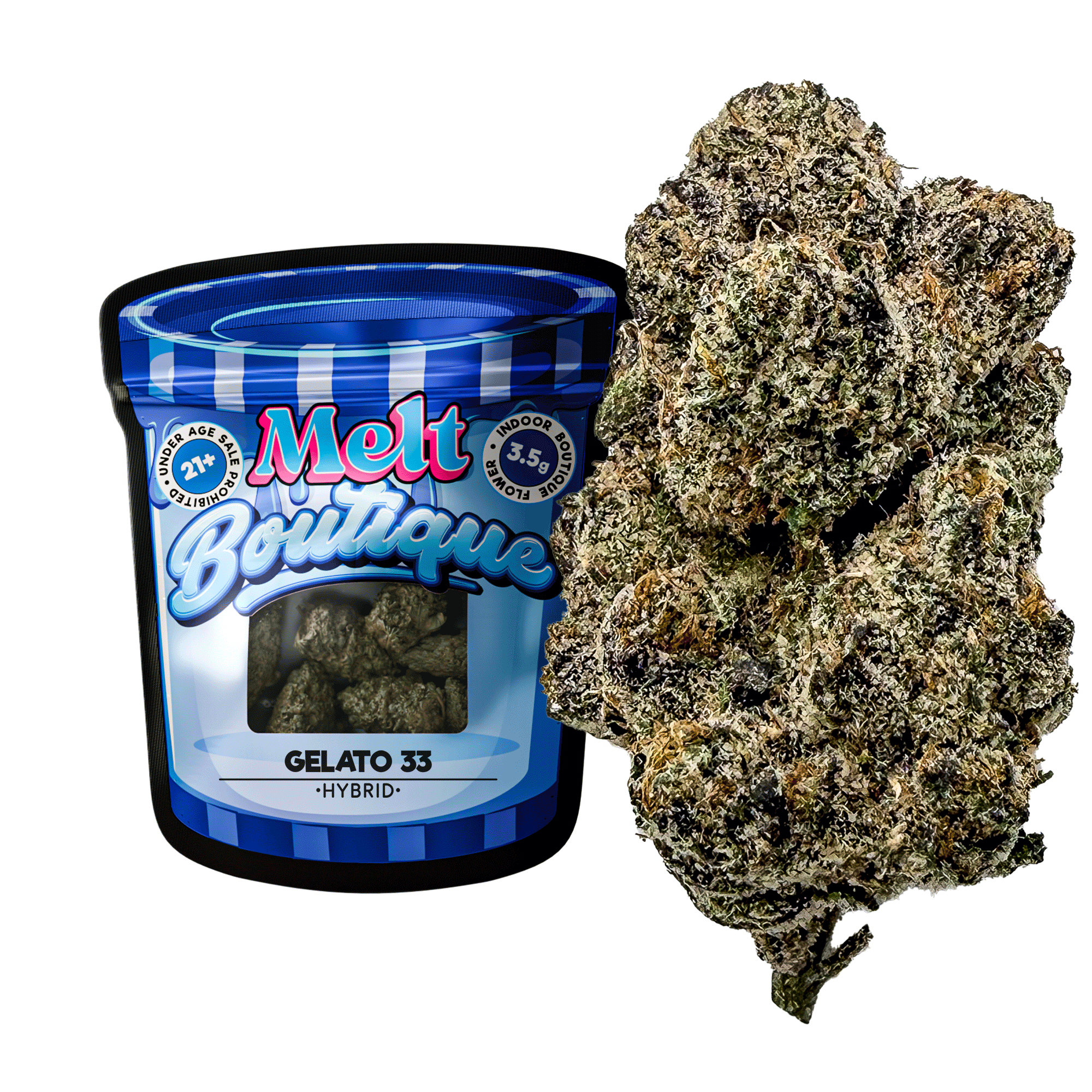 Gelato 33 Hybrid THCA Flower – 3.5g Premium Boutique Craft THCA, Sweet Citru - Melt