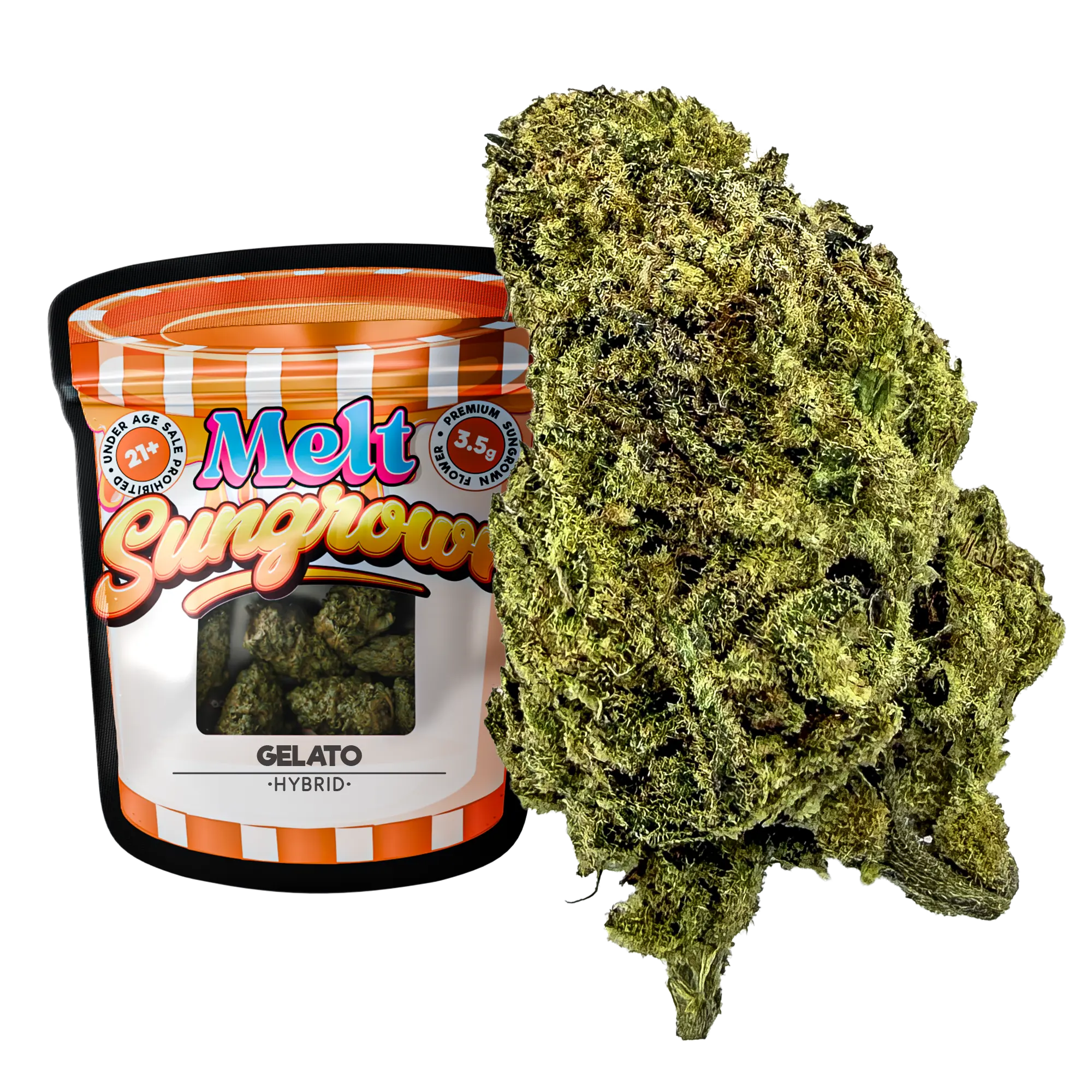Gelato hybrid sungrown THCA flower 3.5g