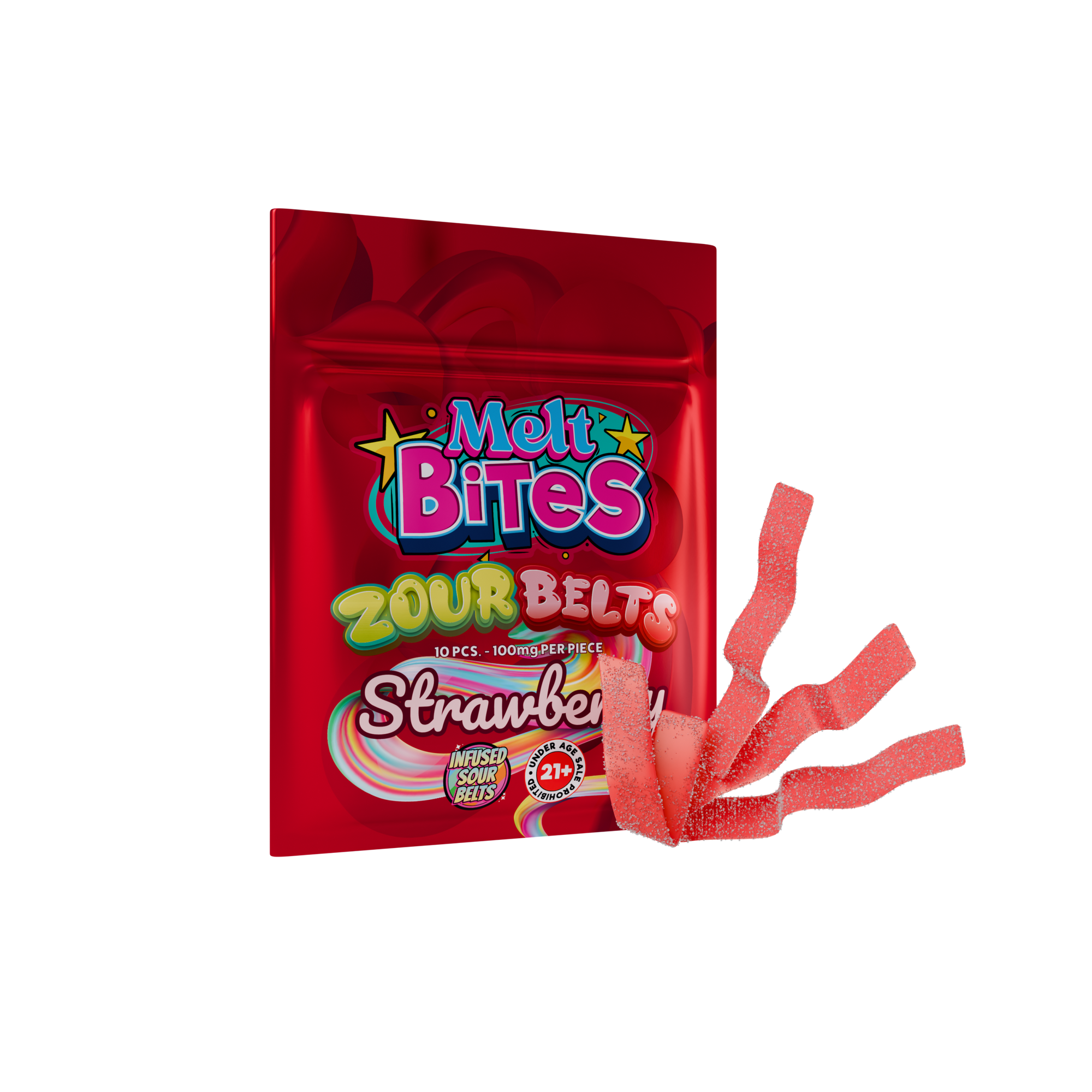Strong THC Gummie  – Melt Bite  Zour Belt  1000mg THC Candy Belt  for Full Body Relaxation - Melt