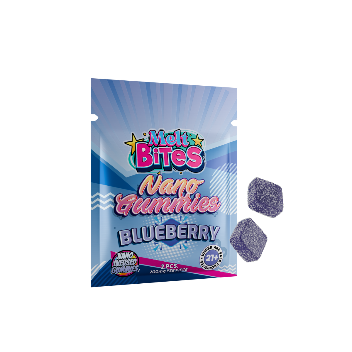 Fa t Acting THC Gummie  – Melt Bite  Nano 400mg | Rapid On et Edible  2-Pack - Melt