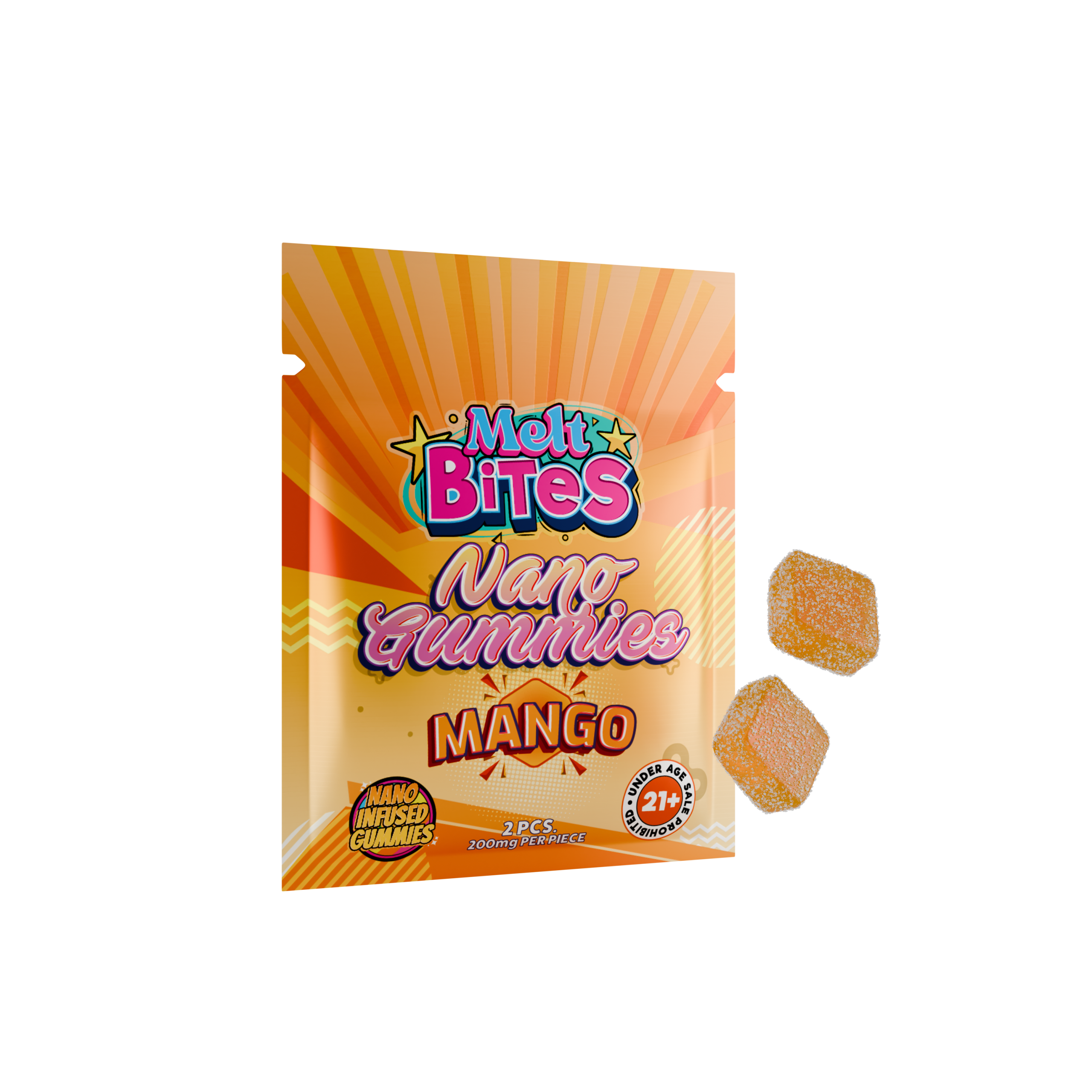 Fa t Acting THC Gummie  – Melt Bite  Nano 400mg | Rapid On et Edible  2-Pack - Melt