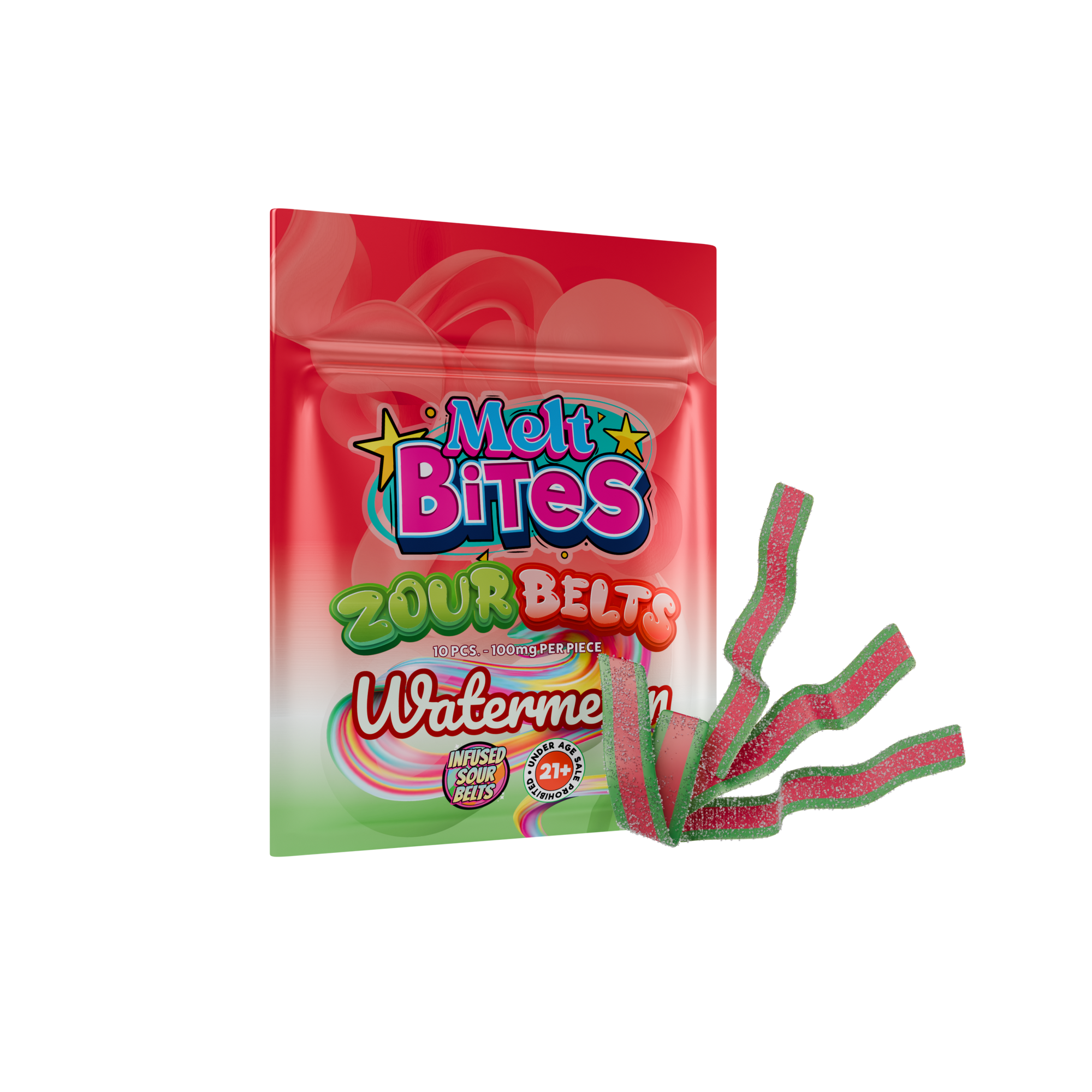 Strong THC Gummie  – Melt Bite  Zour Belt  1000mg THC Candy Belt  for Full Body Relaxation - Melt