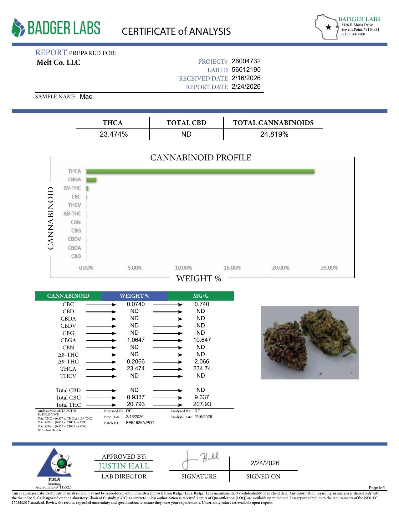 Lab report - MAC THCA potency analysis